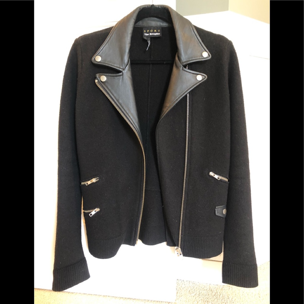 The Kooples leather and knit jacket size medium